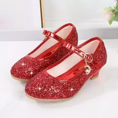 Sapato de salto alto de cristal infantil, sandálias de cristal, fivela, princesa sapato de dança, desempenho estudantil, couro, meninas, moda