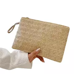 Imagem do Fsafashion-bolsa de tecido palha para mulheres, bolsa casual para férias, bolsas com alça superior, bolsas de ombro retrô artesanais, moda feminina, 2024