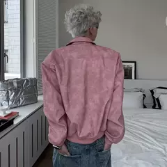 Jaqueta de couro PU recortada masculina, colarinho virado para baixo na moda, cor gradiente, casaco retrô com zíper, outwear de motocicleta masculina, primavera na internet