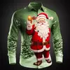 2024 Christmas Shirts For Men 3d Printed Santa Claus Men's Shirt Daily Casual Long Sleeve Fashion Tops T Shirt Blouses Camisa
