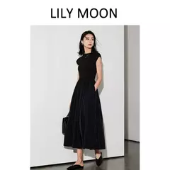 LILYMOON-vestido longo de emenda francês, saia de cintura alta, preto, fino, temperamento, cem, moda, verão - comprar online