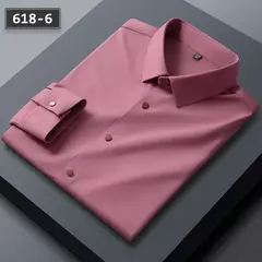 Camisas sem costura de alta qualidade masculina, manga longa, fina, casual, luxo na internet