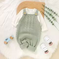 Imagem do Macacão infantil de malha sem mangas, roupas de bebê recém-nascido, macacões de cor sólida, roupas infantis, primavera e outono