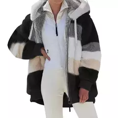 Casaco de capuz extragrande feminino com bolsos macios, streetwear quente, casaco solto, Lady Outerwear, outono, inverno, novo, 2023 - loja online