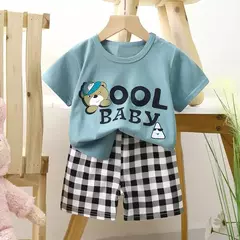 Imagem do Terno de algodão bebê para meninas e meninos, dois conjuntos de roupas, roupas recém-nascidas, 1 ano, 2 anos, 3 anos