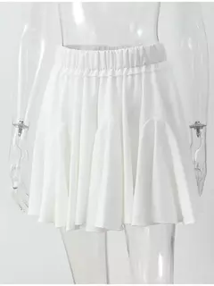 Elegante Branco Ruffles Mini Saia, Cintura Alta, Sexy, Bonito, Plissado, Linha A Tutu, Curto, Lady, Festa, Esporte, Streetwear, Verão na internet