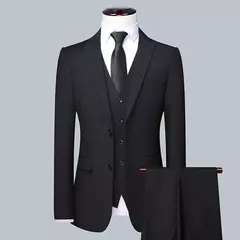 Imagem do Alta qualidade (blazer + colete + calças) homens simples negócios elegante moda entrevista de trabalho cavalheiro terno fino 3 peças terno