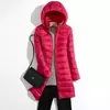 Casaco Puffer Longo Embalável Ultra Leve para Mulheres, Casaco Fino Coreano com Capuz, Feminino, Plus Size, 5XL, 6XL, 7XL, Outono, Inverno