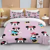 Minnie Mickey Mouse cama conjunto para meninas, capa de edredão, gêmeo, rainha, rei, desenhos animados, capa macia, 2 fronhas, 3 pcs