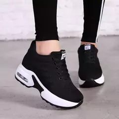 Imagem do Tênis de malha plataforma respirável para mulheres, tênis de cunha casual, t?