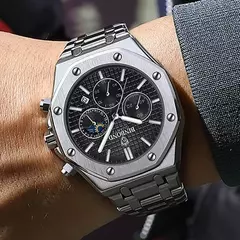 BINBOND-Relógio de pulso masculino impermeável em aço inoxidável, relógio casual, relógio de luxo, data luminosa, calendário, Top Brand, B0161