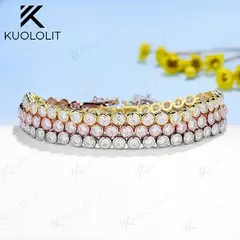 Imagem do Kuololit 4.3CTW Pulseiras de diamantes cultivados em laboratório para mulheres 18K 14K 10K Pulseira de tênis de ouro sólido para presentes clássicos de festa de noivado