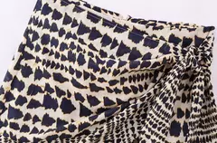 TRAF-Mini saia feminina com estampa frisada, cintura alta, zíper traseiro, moda vintage, saias femininas - comprar online