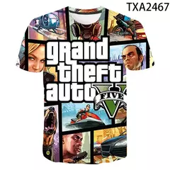 Camiseta do jogo Grand Theft Auto para homens e mulheres, Gta 4, 3D Print, O-Neck, T-shirt de manga curta, roupas grandes, moda casual, homem