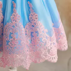 Imagem do Bordado Elegante Crianças Princesa Vestidos para Meninas Luxo Golden Lace Vintage Crianças Festival Party Gown Bebê Batismo Vestidos