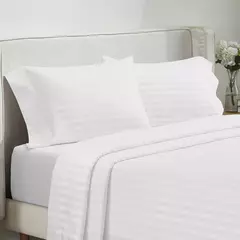 Imagem do Conjunto de lençóis batilo, 4 peças, luxo, lençol e plano com fronha, conjunto de cama listrado sólido para gêmeo/completo/queen/king size
