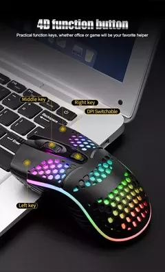 Cabo com fio jogos 7 respiração led luz traseira do mouse óptico usb computador escavado para fora ratos computador portátil desktop 4d pc uso doméstico escritório - loja online