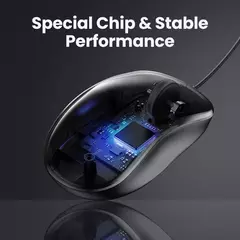 UGREEN-USB Mouse com fio com design ergonômico, 1200 DPI, 3 botões para laptops e PCs na internet