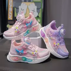 Desenhos animados infantis Anime Kuromi calçados esportivos, malha, fofo, moinho de vento, casual, botão rotativo, tênis, meninas, crianças, moda - Wolf Magazine