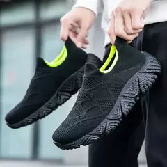 Sapato leve e confortável masculino, tênis preto, meias casuais, dirigindo, ma na internet