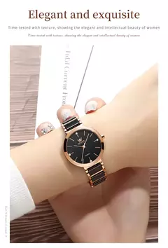 OLEVS-Moda Feminina Relógio Elegante, Movimento Japonês, Pulseira Cerâmica, Pulseira Feminina de Luxo, Relógios Quartzo, Presentes