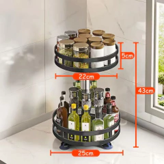 360 ° Rotação tempero rack organizador jar latas para acessórios de cozinha bandeja de armazenamento de aço carbono antiderrapante para temperos e especiarias - comprar online