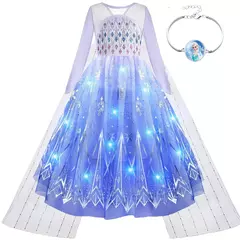 2024 halloween carnaval congelado menina princesa roupas clássicas fantasia cosplay vestido branco elsa led strip vestuário traje