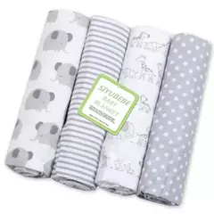 100% algodão flanela bebê cobertor, cobertor do bebê recém-nascido, impressão, swaddle bedsheet, 4 unidades/pacote, 76x76cm - comprar online