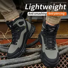 Sapatos de segurança leves impermeáveis masculinos, sapatilha à prova de perfurações, sapato de aço, botas indestrutíveis