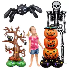 Gigante em pé halloween abóbora esqueleto crânio forma balão de halloween brinquedos para crianças festa de halloween decoração balão