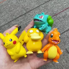 Pokemon anime figuras de ação pikachu brinquedos modelo charmander psyduck squirtle jigglypuff bulbasaur kawaii coletar bonecas crianças presente - comprar online