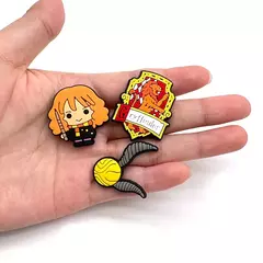 Imagem do 17 pçs harri potter sapato encantos diy sapato flor acessórios decorações hermione luna malfoy hedwig brinquedos para sandálias croc brinquedo