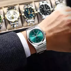 Imagem do POEDAGAR-Relógio de pulso quartzo de luxo masculino com caixa, relógios esportivos impermeáveis, luminoso, data semana, aço inoxidável, relógio masculino