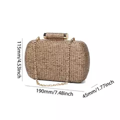 Bolsa de embreagem para mulheres, Bolsa de Raffia para senhoras, Bolsa de noite, Crochet Crossbody Bags, Ombro de praia, Verão, Saco de mão tecido luxuoso