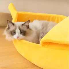 Banana gato cama casa engraçado bonito aconchegante gato esteira camas quente durável portátil pet cesta canil cão almofada gato suprimentos multicolorido - loja online