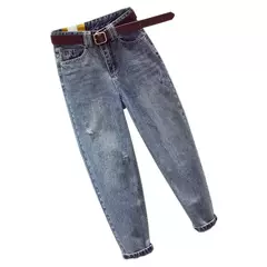 Imagem do Calça feminina solta, emagrecedora, versátil e de cintura alta, jeans versão coreana, moda verão, novo estilo, 2021