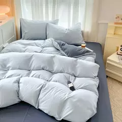 Conjunto de cama de tecido com escova de cor sólida, 2 lados, 4 peças, capa de edredom, fronha, lençol, colcha, único, queen, king size - comprar online