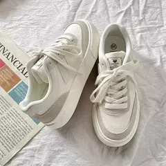 Imagem do Sapato de lona feminino de sola grossa, tênis retrô com todos os fósforos, original, nicho novo, estilo de Hong Kong, primavera e outono 2024