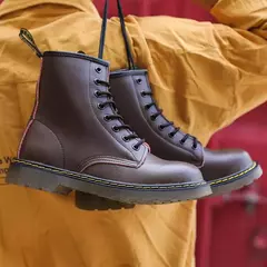 Botas de couro genuíno clássico de seis furos para homens e mulheres, bota curta, bota de equitação ao ar livre, estilo britânico, moda, tamanho 35-48