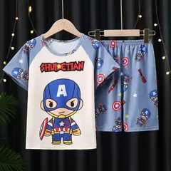 Imagem do Conjunto de pijamas de manga curta infantil, roupa de menino, roupa de dormir infantil, verão