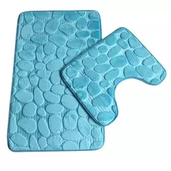 Jogo antiderrapante da esteira do banho do banheiro, Tapete De Cobblestone, Tapetes de chuveiro absorventes, Tampa do vaso sanitário, 2Pcs Set, 3 Pcs