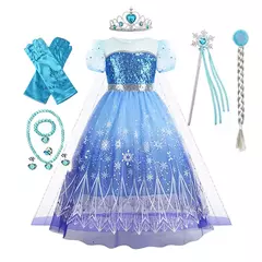 Crianças elsa traje menina aniversário malha vestido de princesa crianças cosplay neve rainha desempenho fantasia noite roupas de halloween na internet