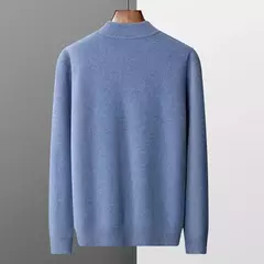Suéter de cashmere tricotado masculino, pulôver meia gola alta, blusa casual engrossa, cor sólida, roupas de outono e inverno 100% lã na internet