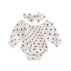 Macacões de pescoço de barco de manga comprida para bebês, bodysuits infantis primavera outono com bandana, macacão do dia dos namorados, 0-18m - comprar online