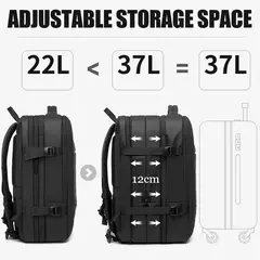 BANGE-Men's Waterproof Expansível Laptop Mochila, Grande Capacidade, Caminhadas Saco De Viagem, Mochilas Masculinas, 17,3";;VERDADEIRO;;"Blue 37L