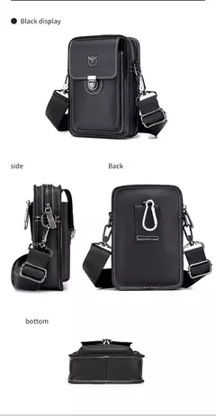 BULLCAPTAIN-Pacotes de Cintura de Couro Genuíno para Homens, Cinto Casual, Bolsa de Telefone Móvel 100% Couro Pequena Bolsa de Ombro na internet