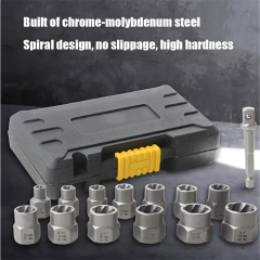 14 peças conjunto removedor de porca de parafuso de impacto cr-mo conjunto de ferramentas extrator de parafuso de aço para industrial - loja online