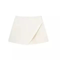 TRAF-saia de cintura alta feminina, calça cáqui assimétrica, branca e preta, shorts casuais, verão 2021 - comprar online