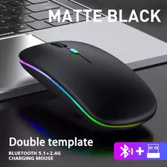 Mouse ergonômico sem fio para jogos, ratos silenciosos, LED retroiluminado, Bluetooth, RGB, recarregável, apto para laptop, PC na internet