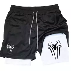 Calções desportivos com estampa aranha masculina, casual, ginásio, compressã na internet